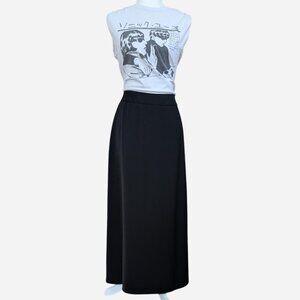 Vintage 1990s Black Maxi Skirt - Wichert - Made in USA - Size 6